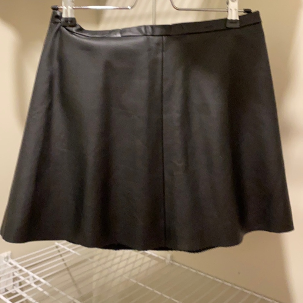 Black leather mini skirt